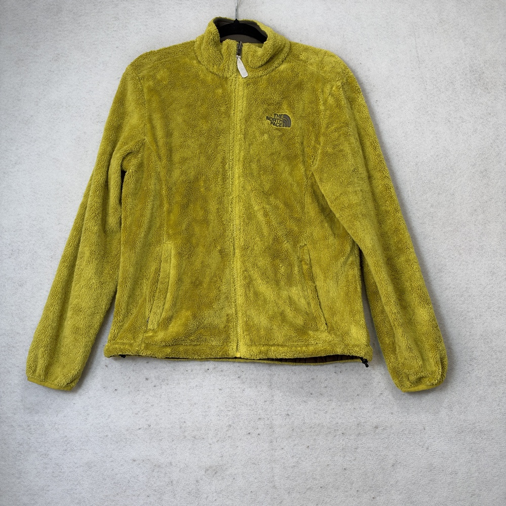 The North Face Jacket Womens Medium Yellow Plush Fleece Full Zip Pockets Outdoor